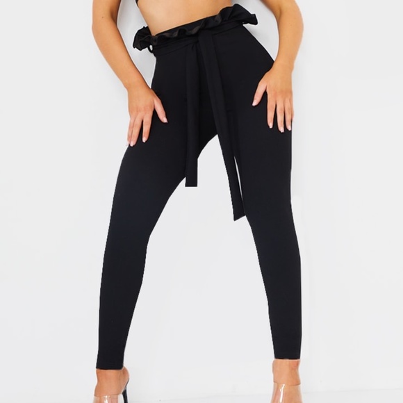 PrettyLittleThing Pants - prettylittlething Perlita black paperbag pants